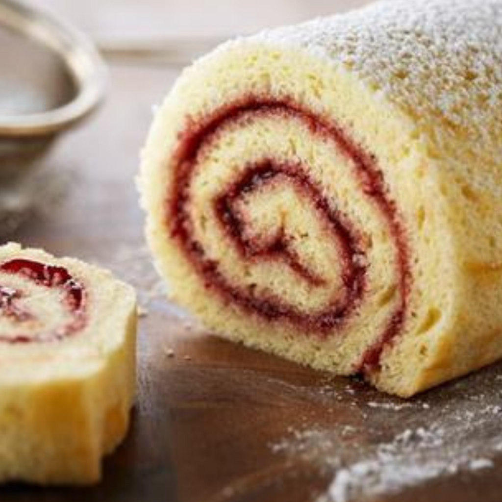 Jam Swiss Roll. Pick your option. Use strawberry, pineapple, guava or mango jam from Kissan