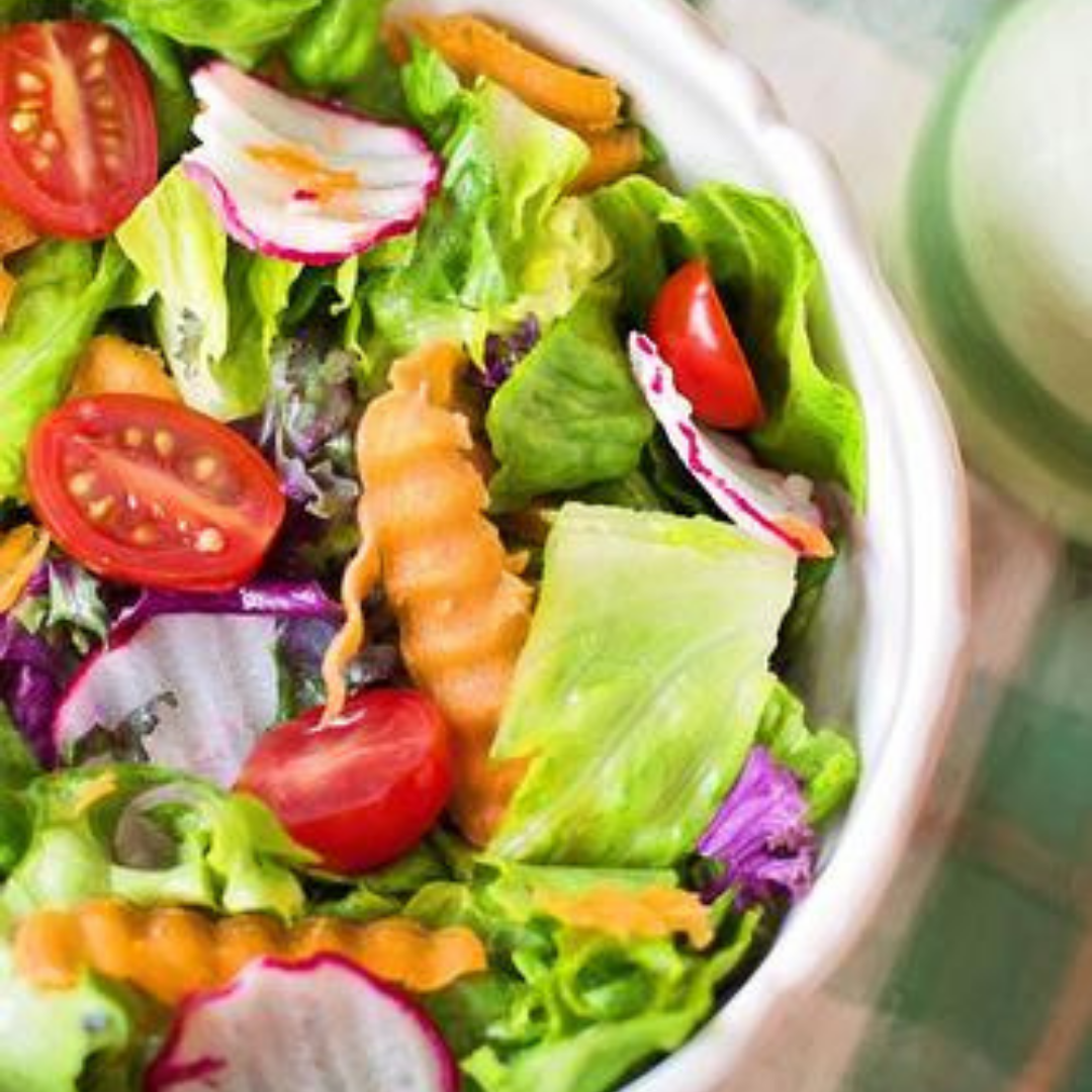 Salad with coconut balsamic dressing