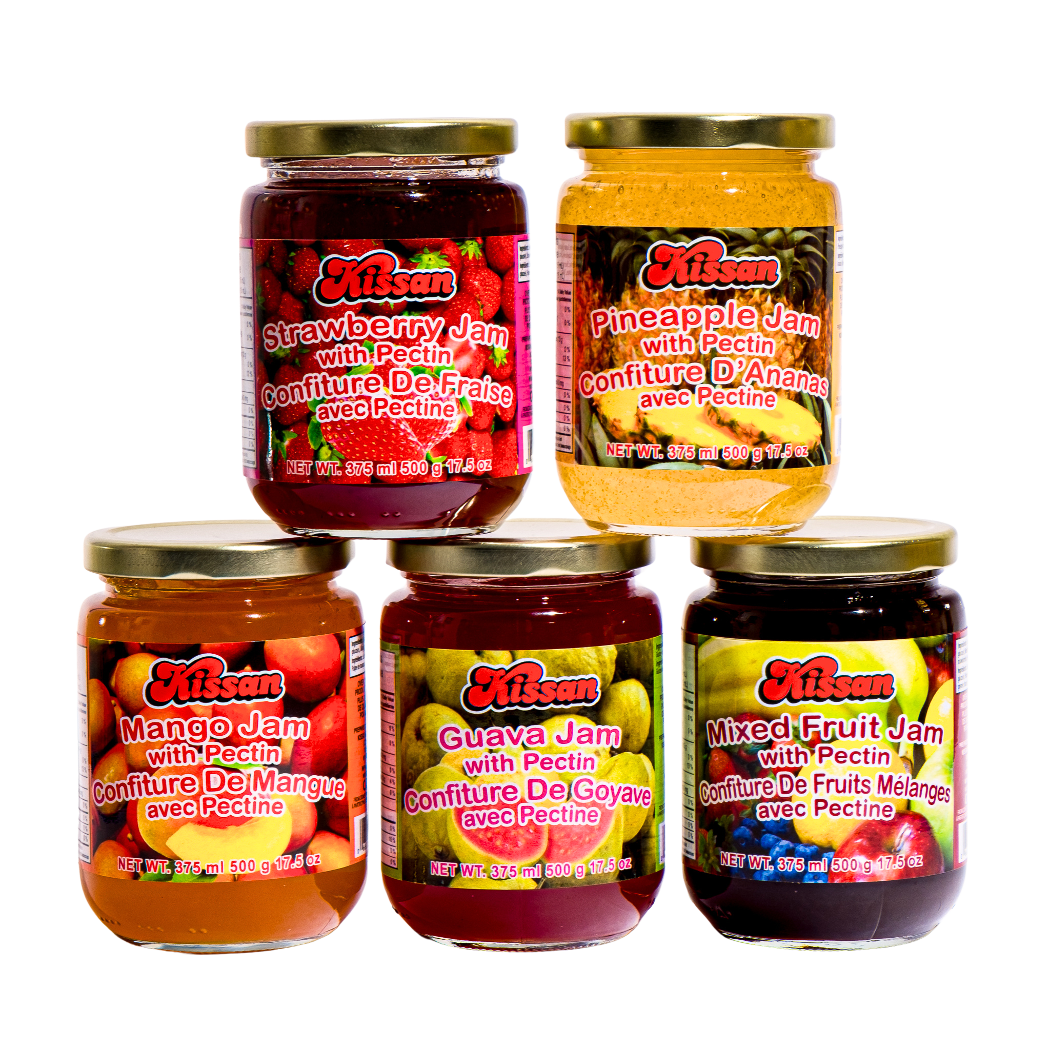 Kissan All Jams Mixed Fruit, Mango, Strawberry, Pineapple, Strawberry Jams 375ml