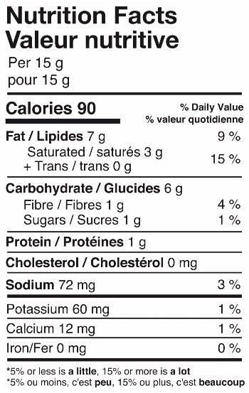 Kissan Crispy Fried Onions Nutrition Facts