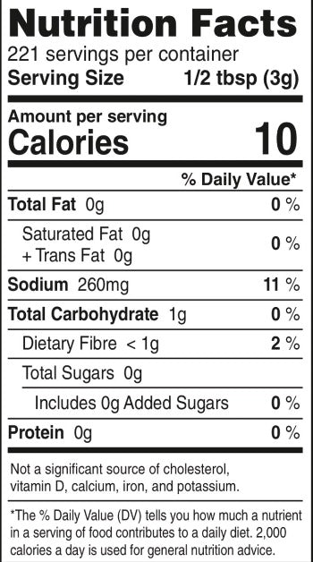 Nutrition Facts Tandoori Masala