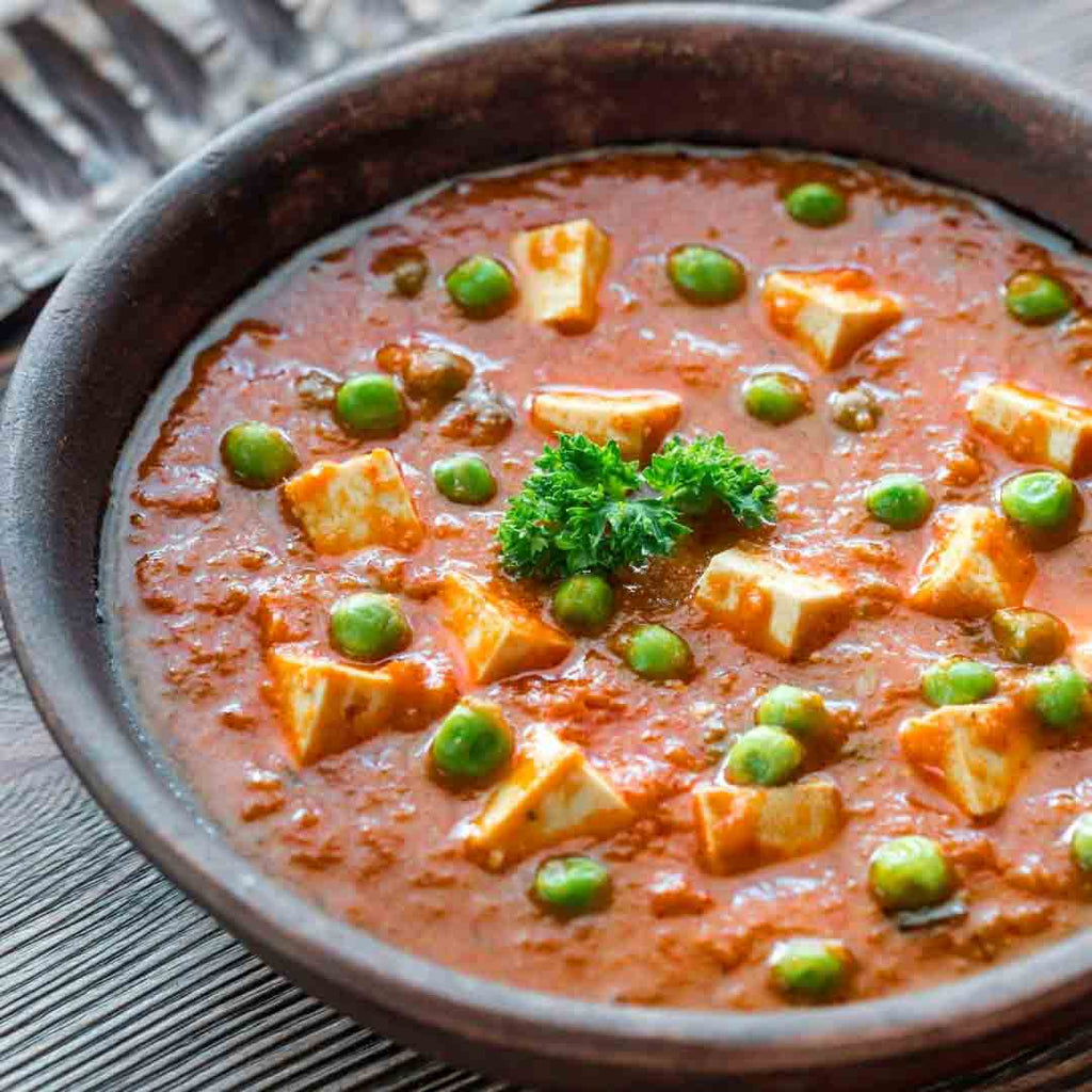 Muter paneer sabzi with rice