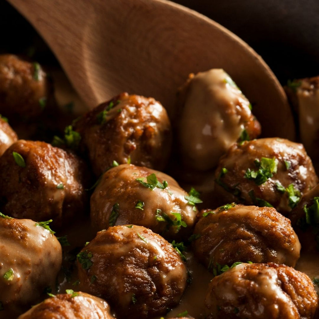 Cashew cream lentil balls with kale