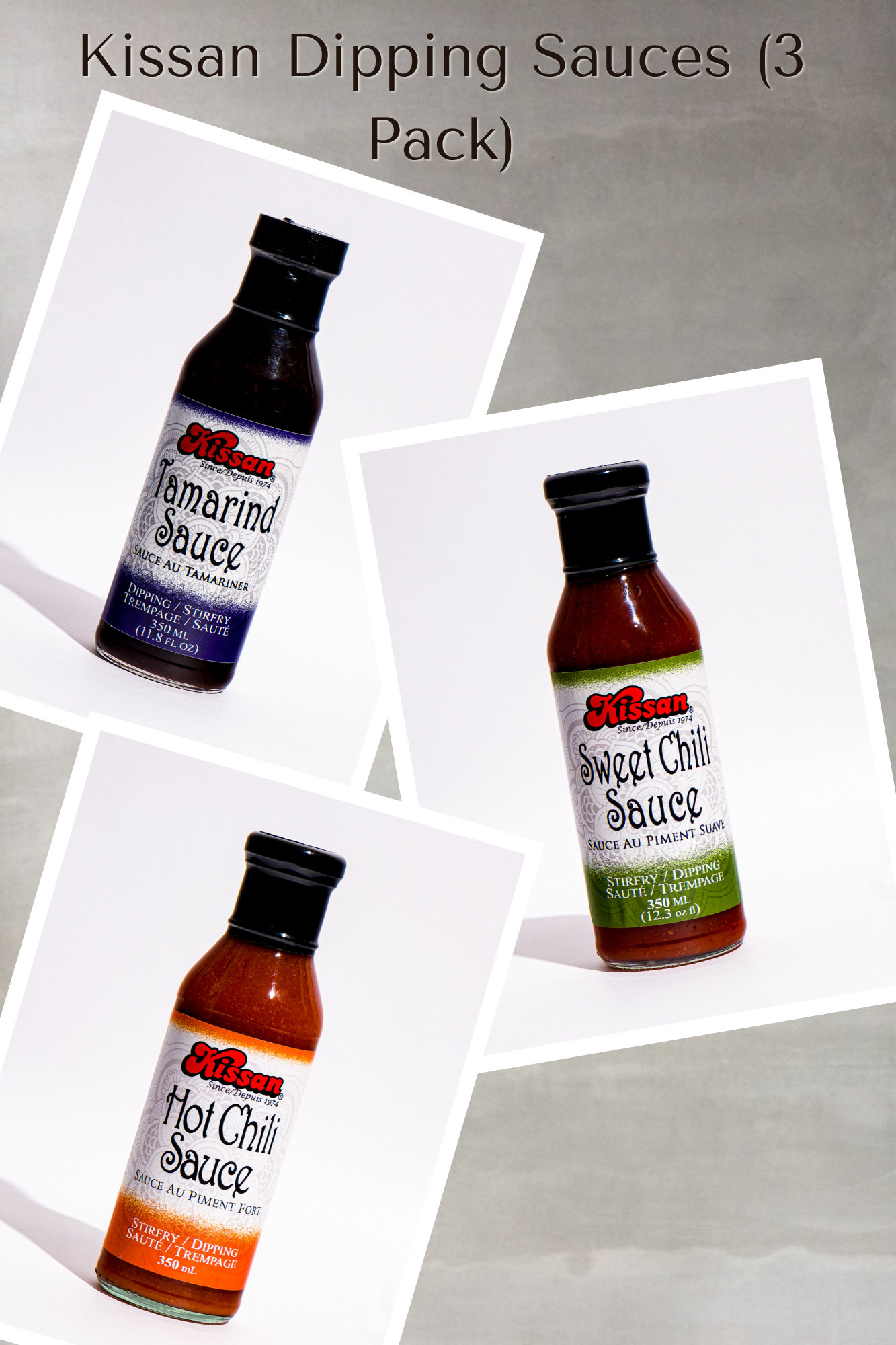 Tamarind Sauce, Sweet Chili Sauce and Hot Chili Sauce 350 ml. Dipping Sauces
