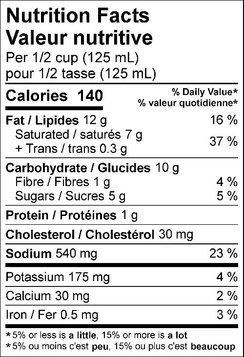 Kissan Butter Chicken Sauce Gourmet Sauce Nutrition Facts