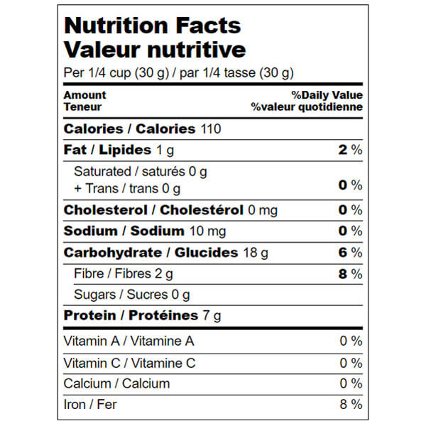 Kissan Besan Nutrition Facts