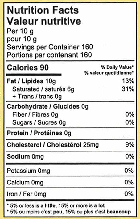 Kissan Desi Ghee 1.6g Pack Clarified Butter Nutrition Facts
