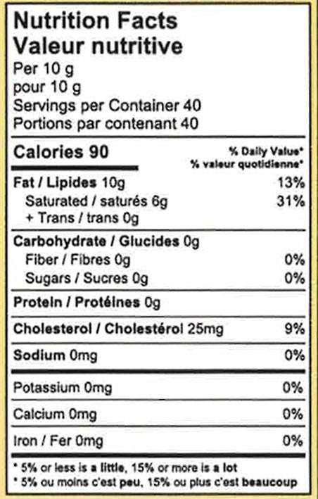 Kissan Desi Ghee 400g Pack Clarified Butter Nutrition Facts