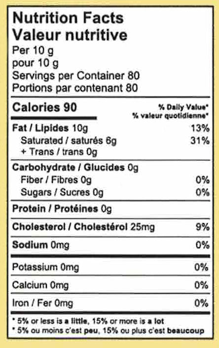Kissan Desi Ghee 800g Pack Clarified Butter Nutrition Facts