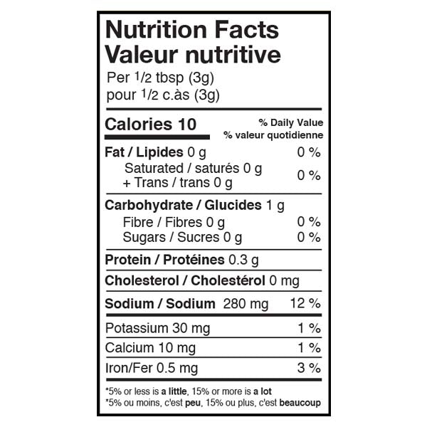 Kissan Tandoori Masala 145g Nutrition Facts