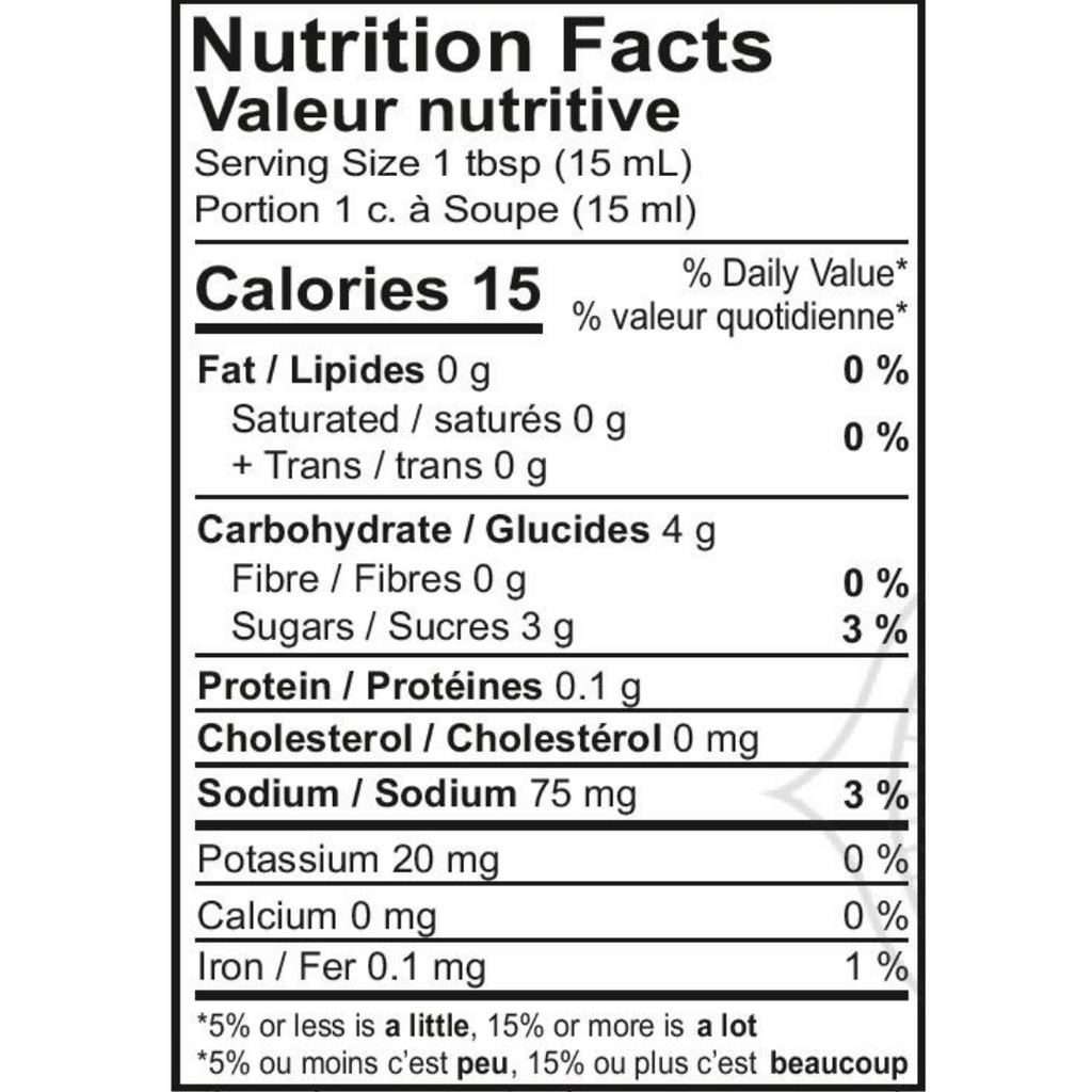 Nutrition Facts- Tamarind Sauce